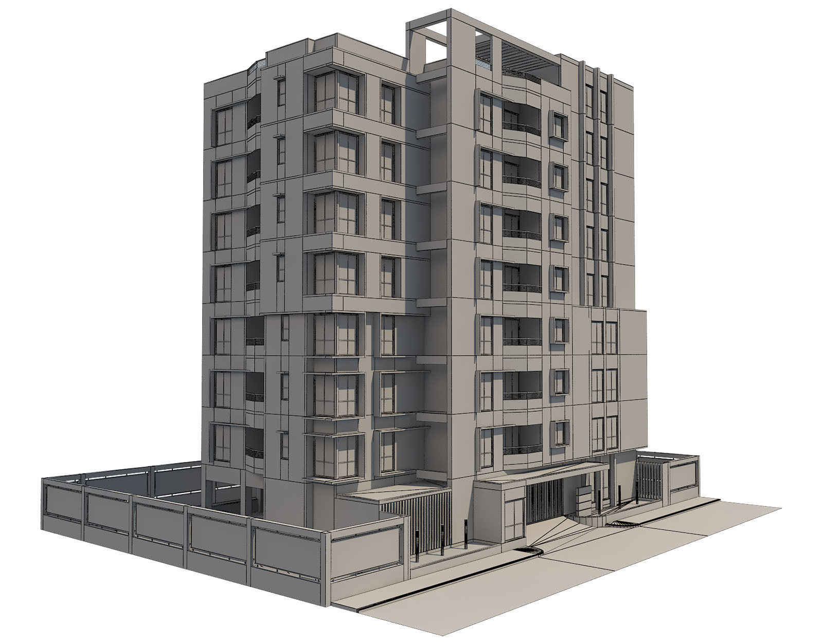 Apartment building 17 3D model_3