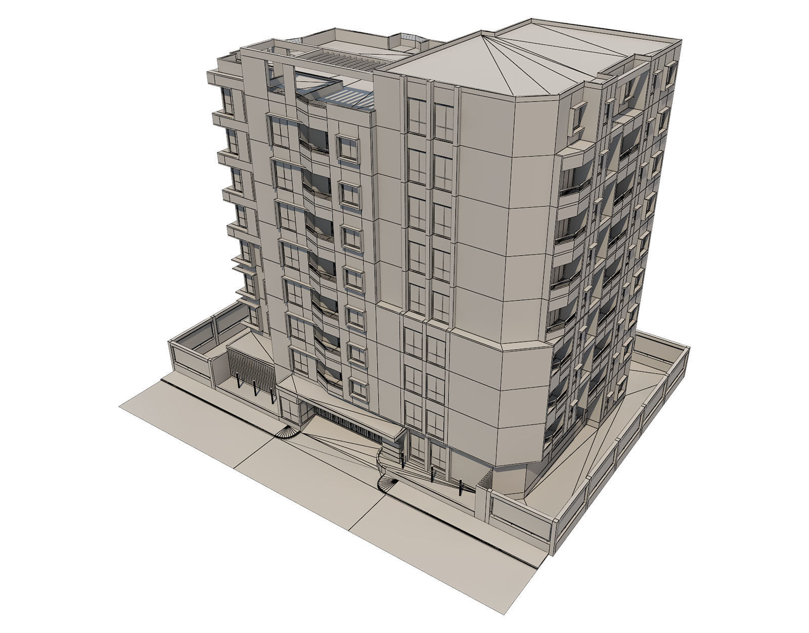 Apartment building 17 3D model_7