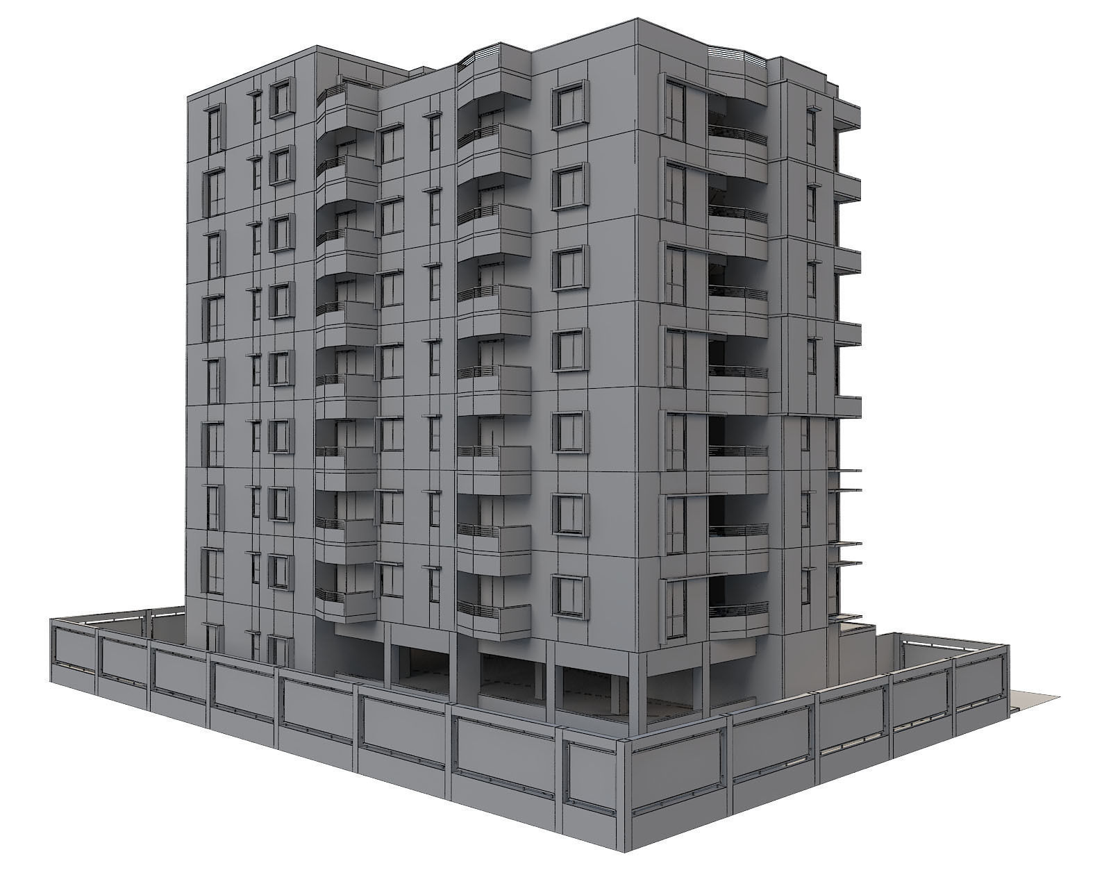 Apartment building 17 3D model_6