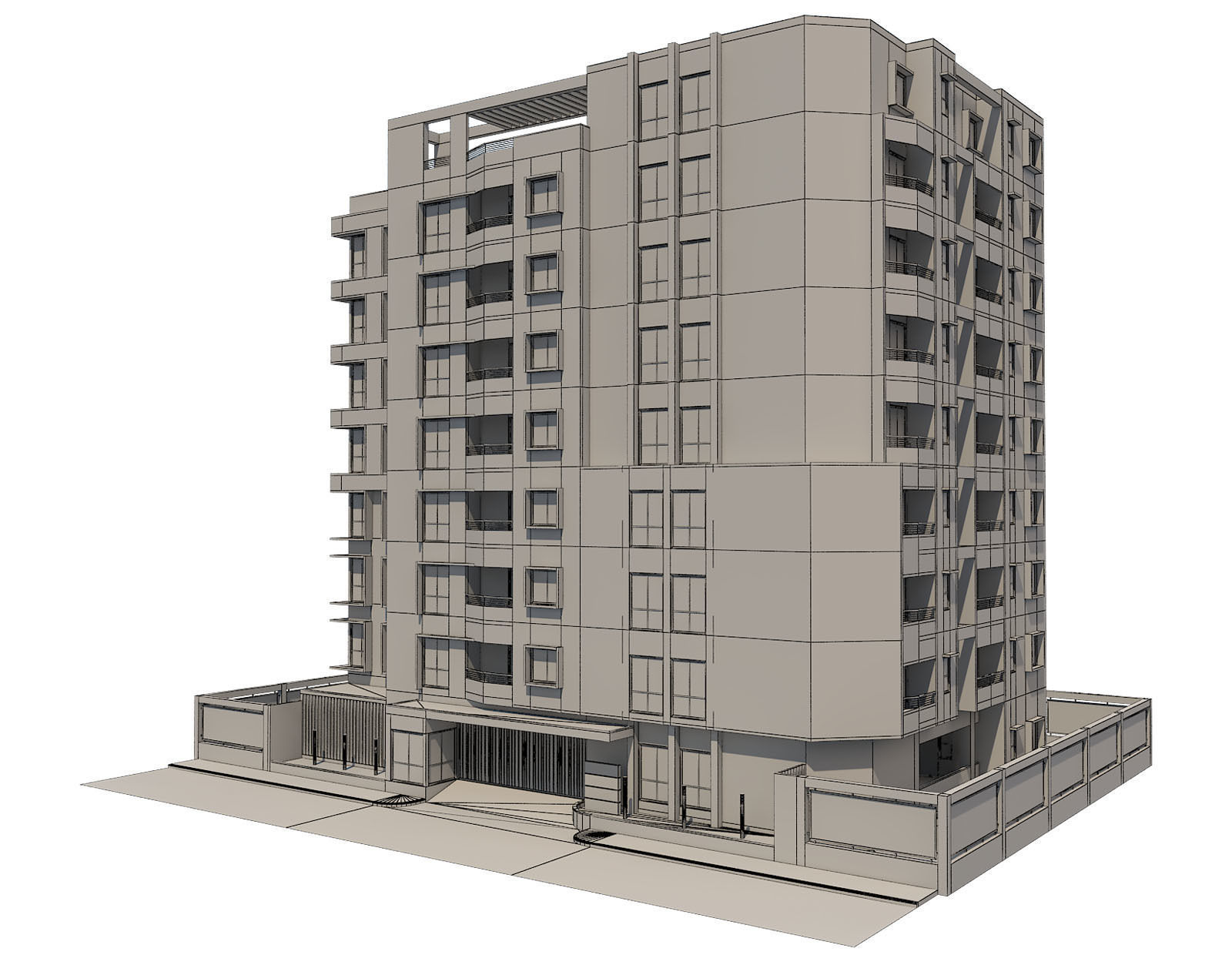 Apartment building 17 3D model_4