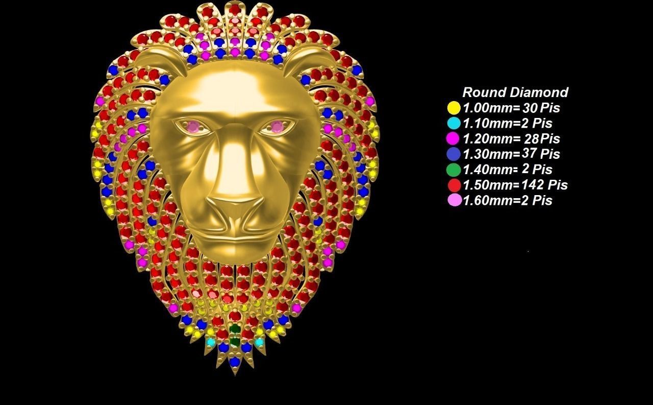 Lion Pendant  3D print model_5