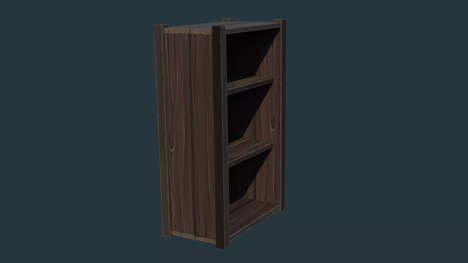 Cupboard wooden bookcase Low-poly 3D model_0