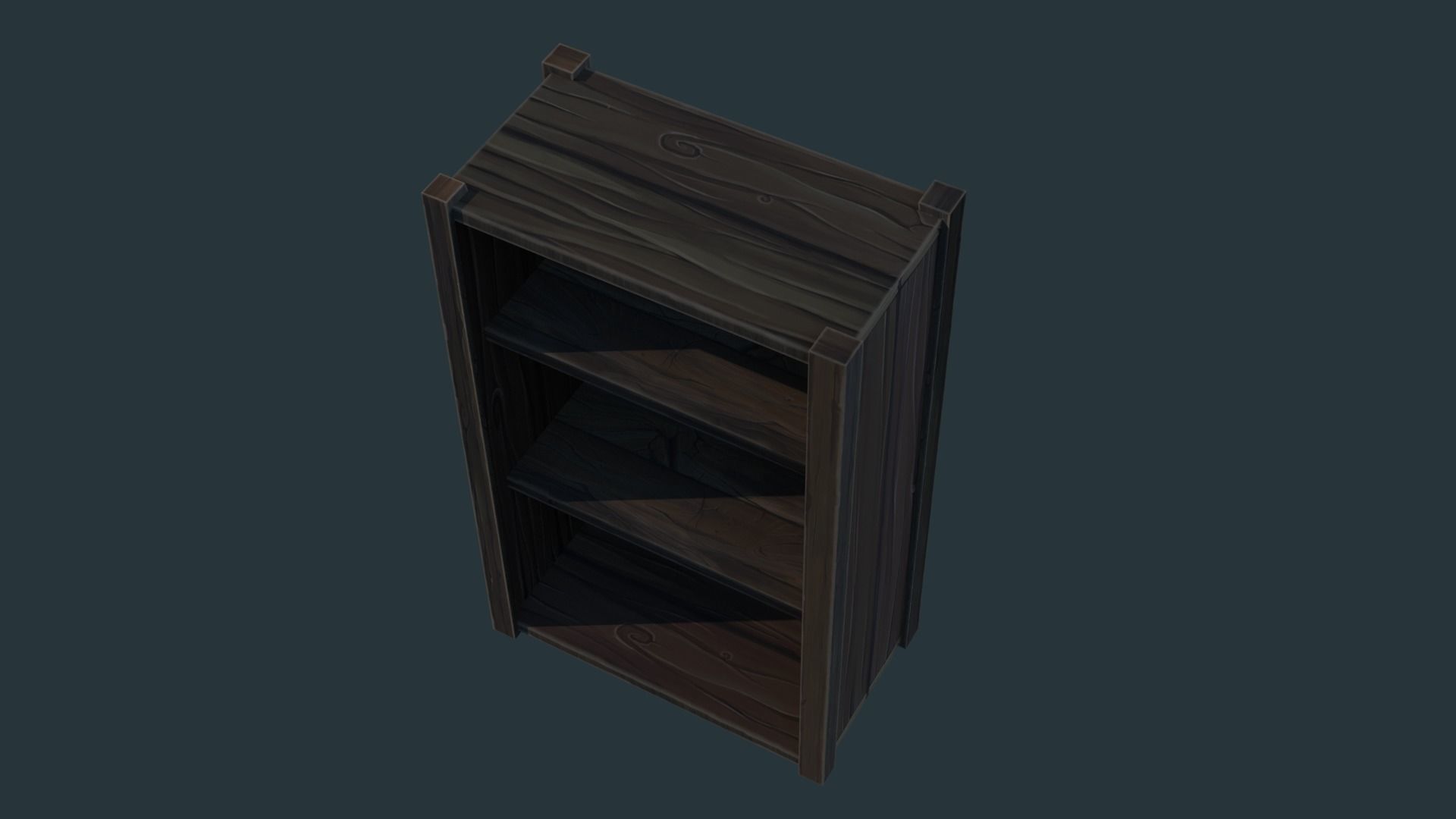 Cupboard wooden bookcase Low-poly 3D model_4