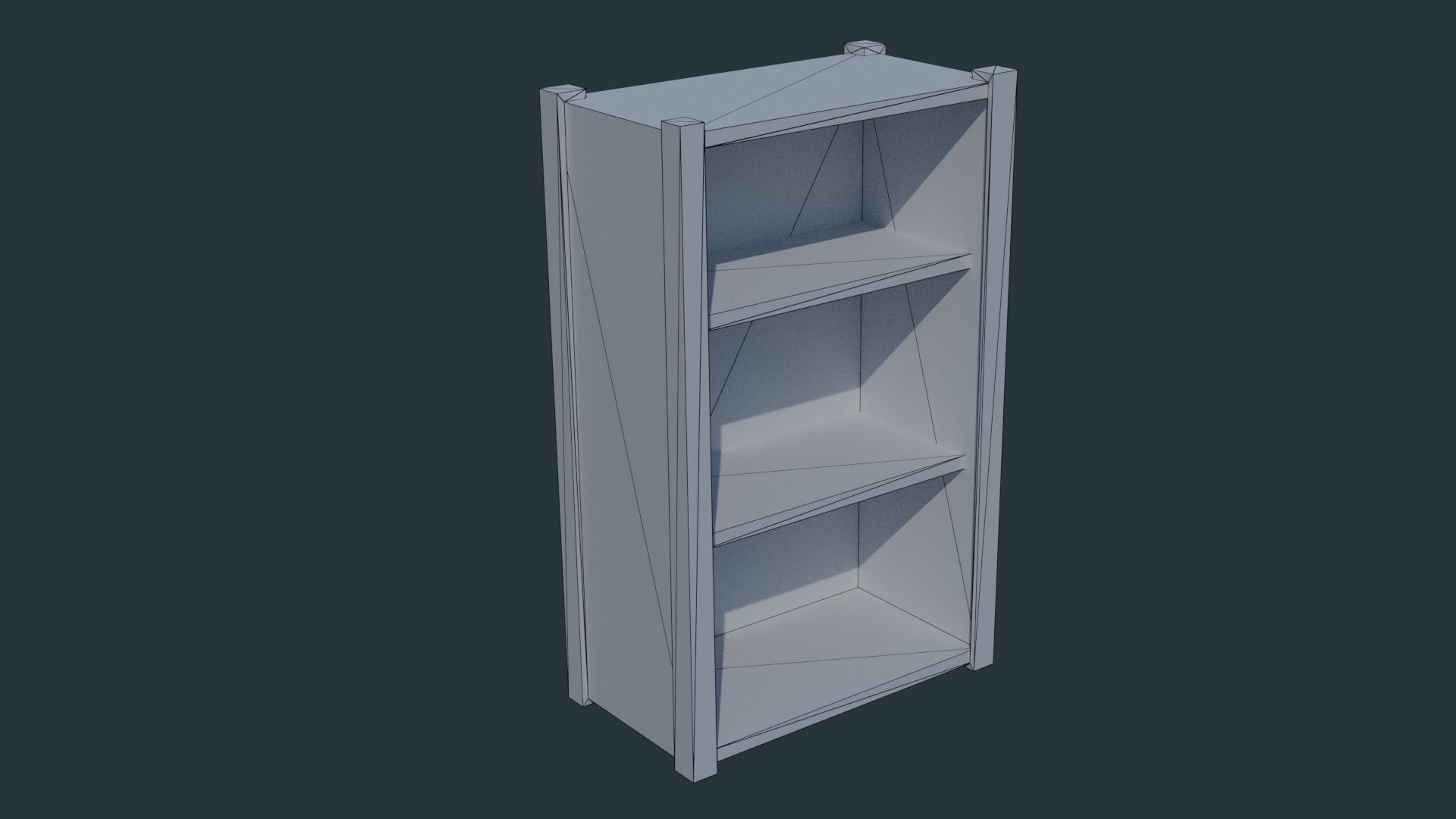 Cupboard wooden bookcase Low-poly 3D model_5