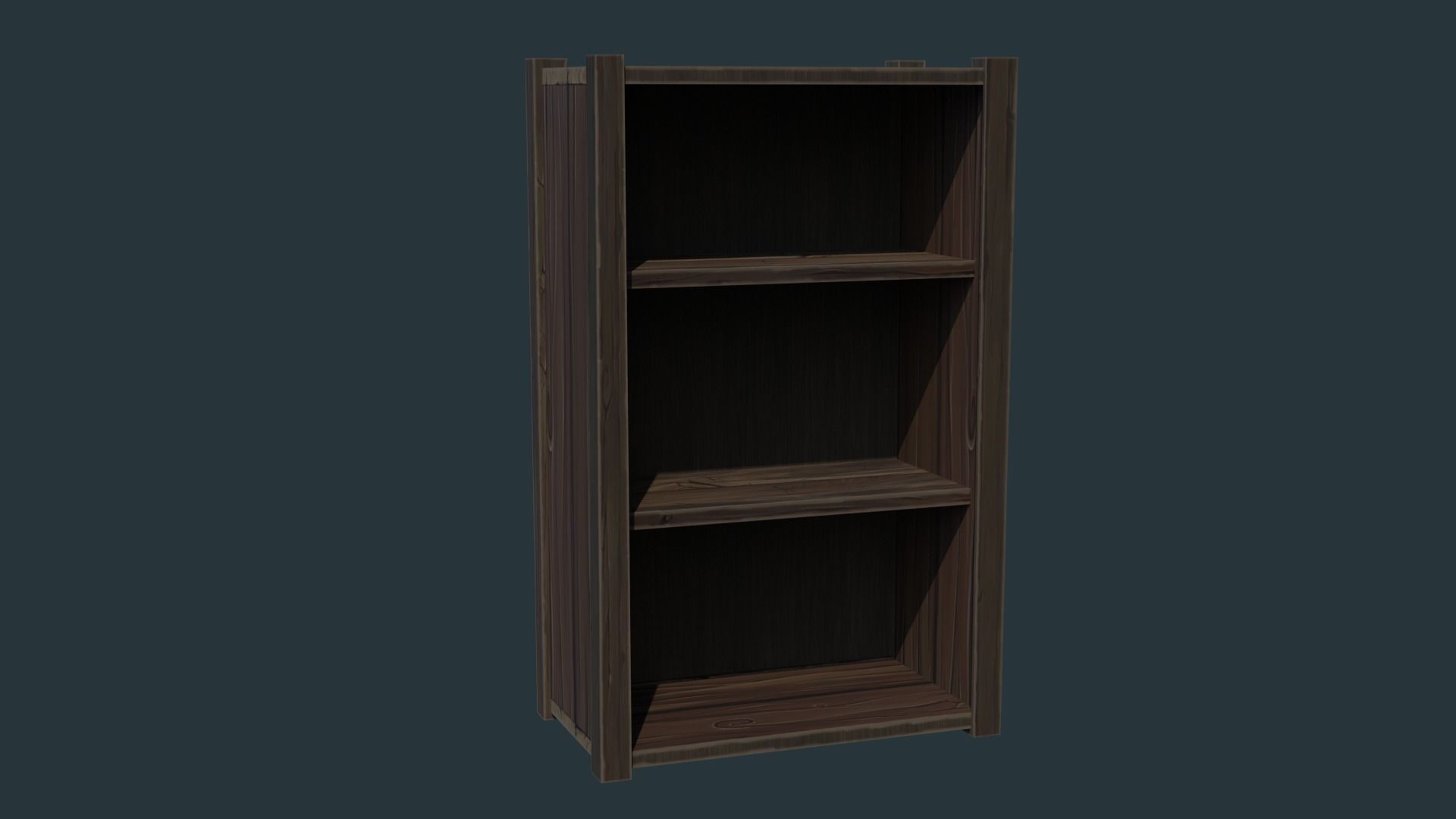 Cupboard wooden bookcase Low-poly 3D model_2