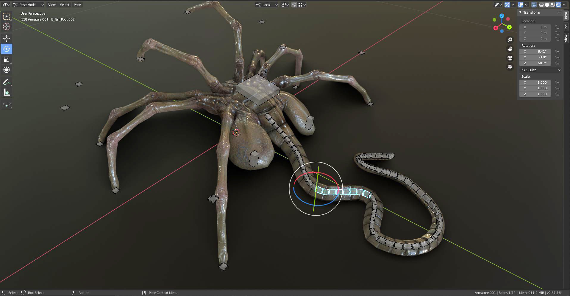 Alien Facehugger - 3D Asset Kit PBR Low-poly 3D model_12