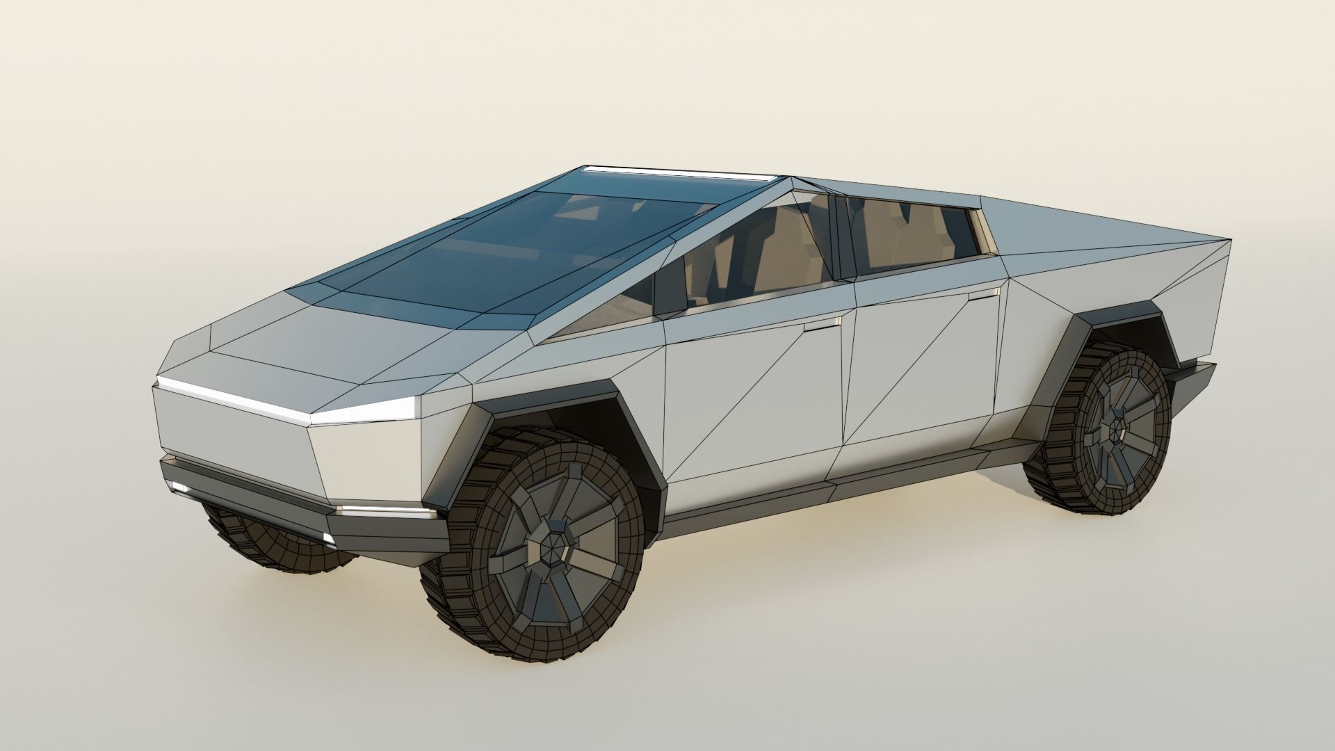 Tesla Cybertruck Low-poly 3D model_1