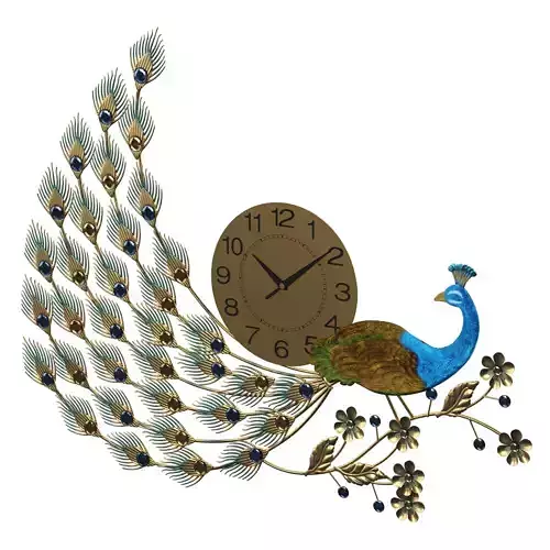 peacock clock clockwatcher Low-poly 3D model