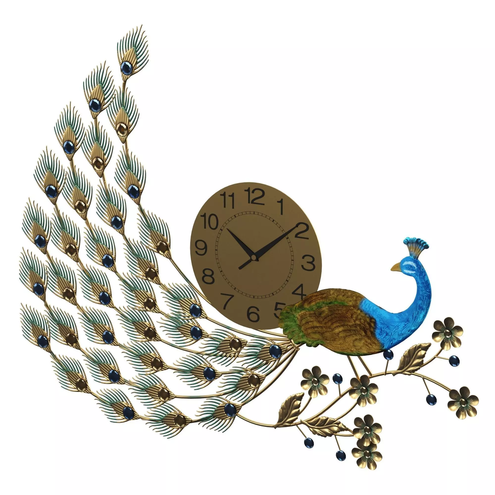 peacock clock clockwatcher Low-poly 3D model
