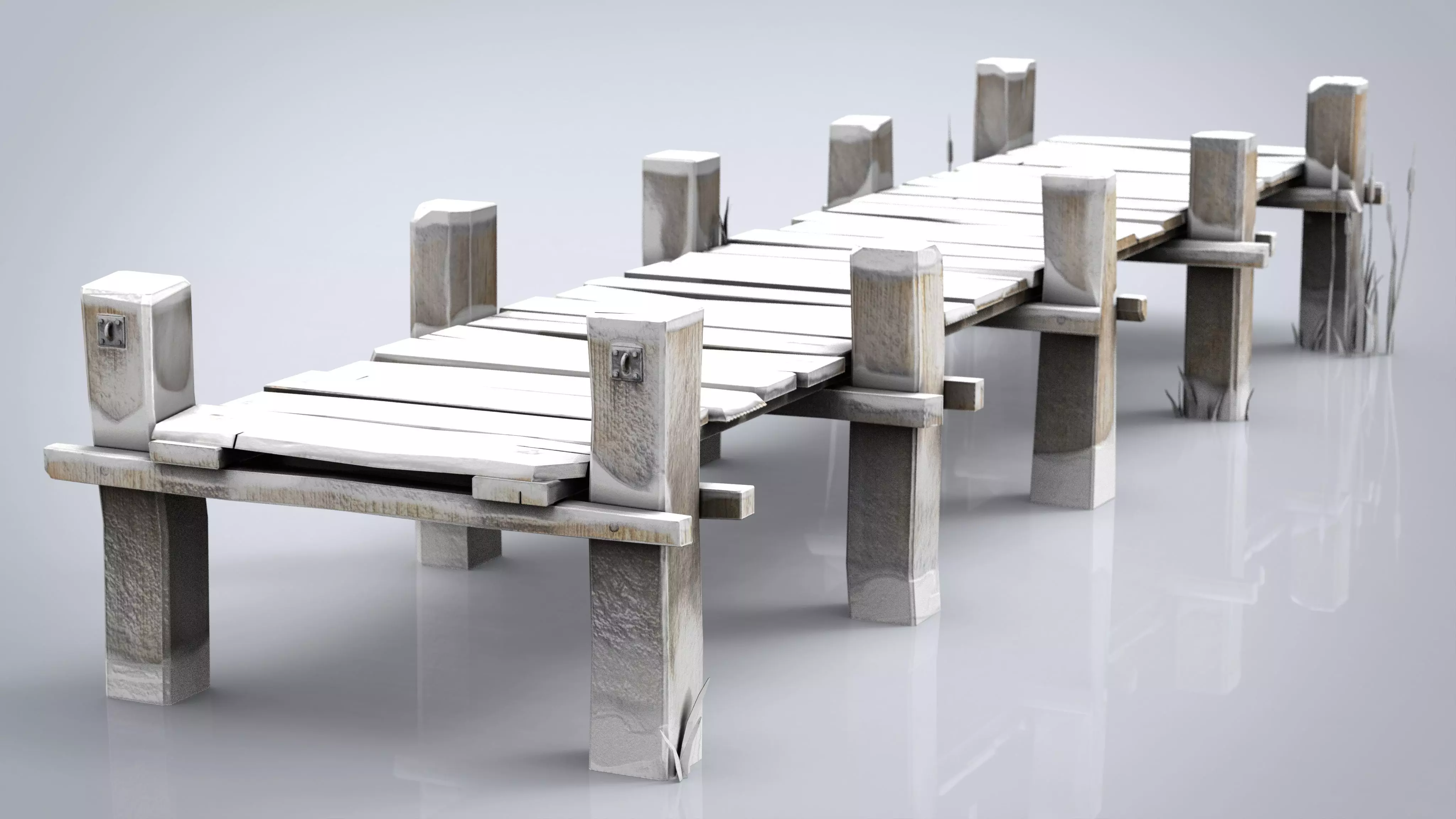 WOODEN PIER WINTER Low-poly 3D model_0