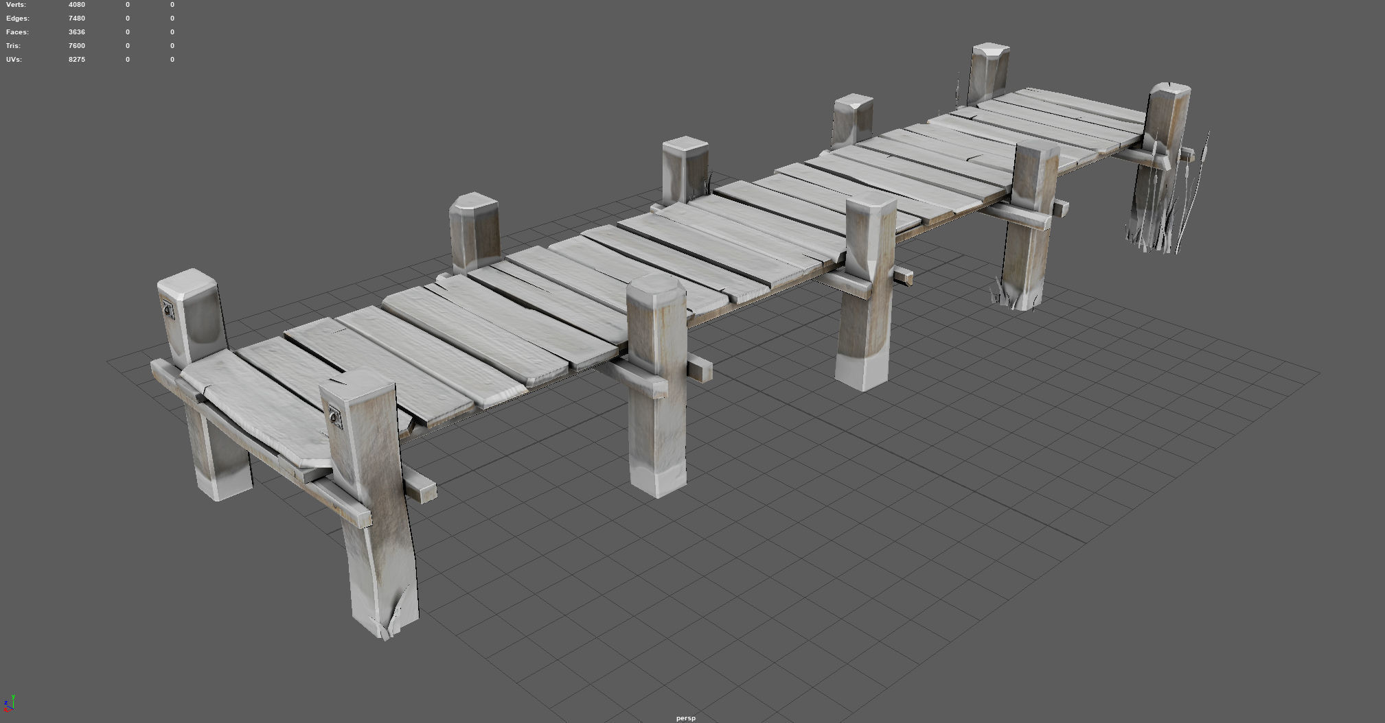 WOODEN PIER WINTER Low-poly 3D model_3
