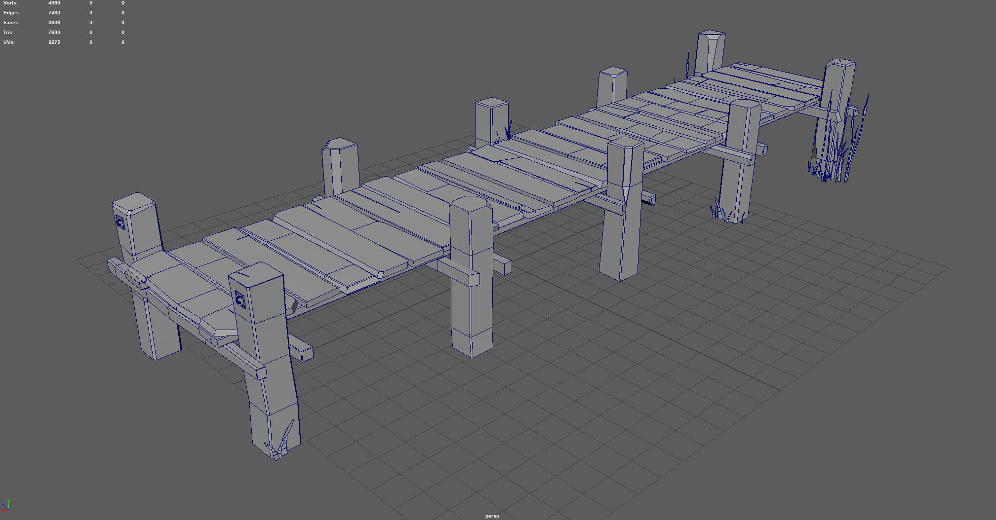 WOODEN PIER WINTER Low-poly 3D model_5