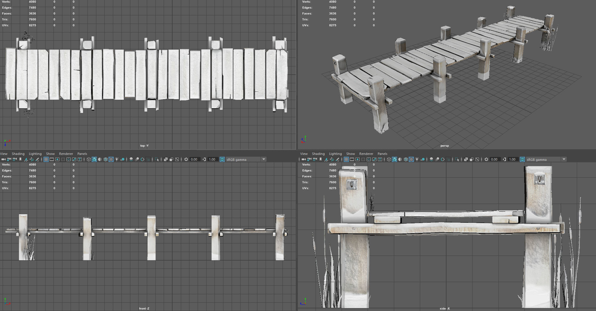 WOODEN PIER WINTER Low-poly 3D model_6
