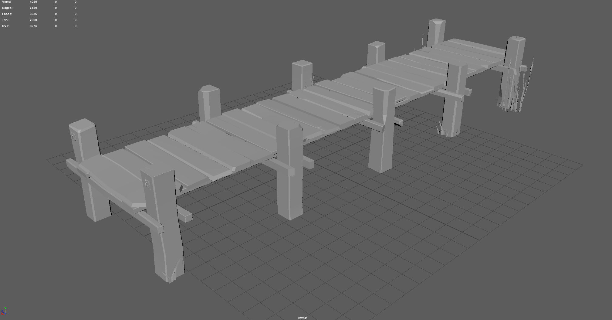 WOODEN PIER WINTER Low-poly 3D model_4