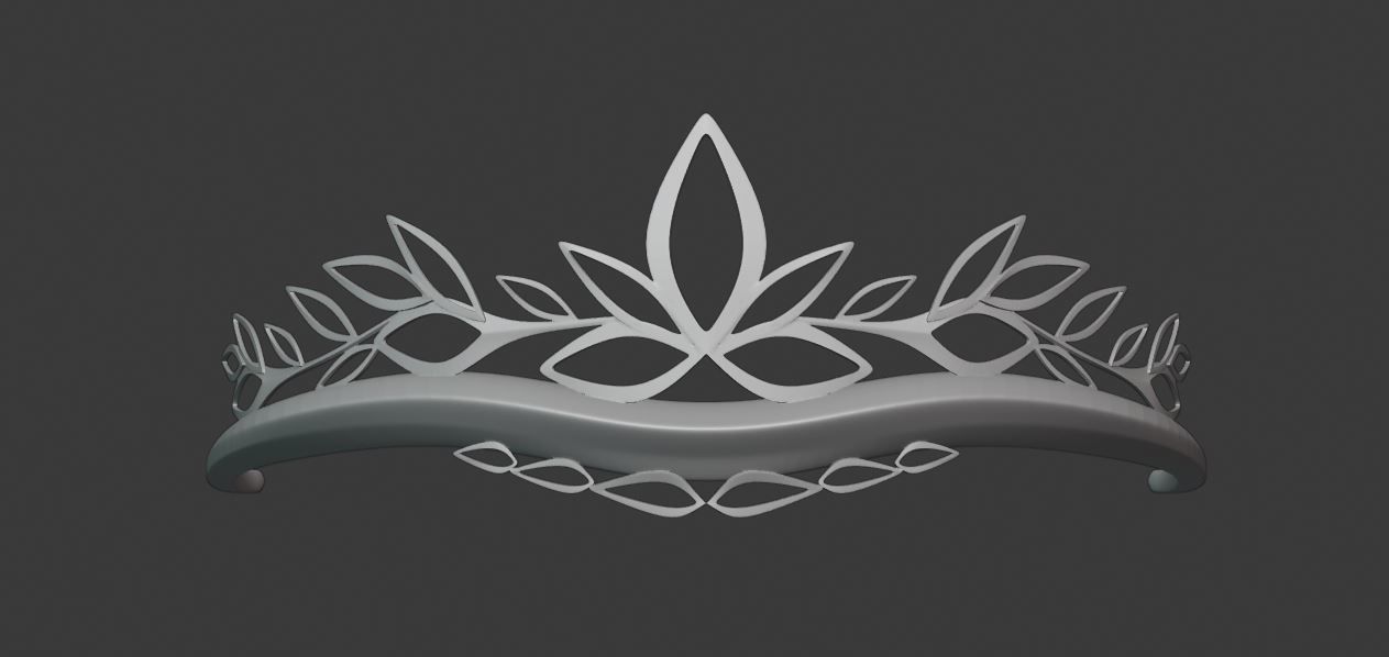 Crown tiara with leaves 3D print model_4