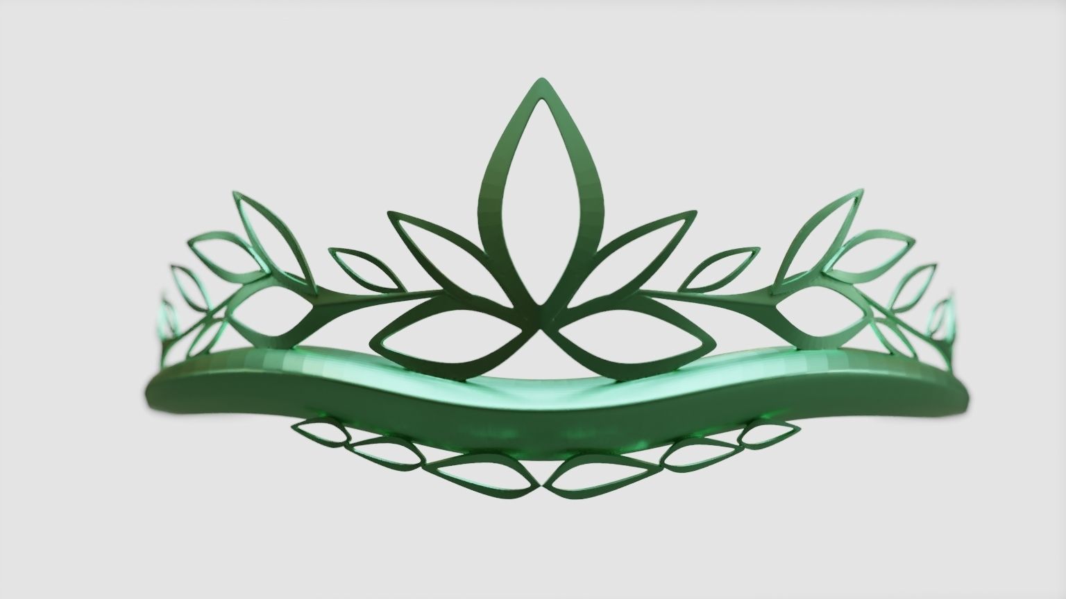Crown tiara with leaves 3D print model_1