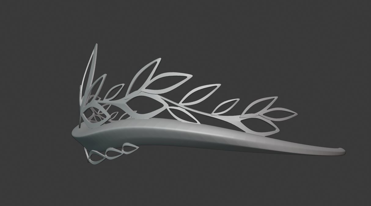 Crown tiara with leaves 3D print model_3