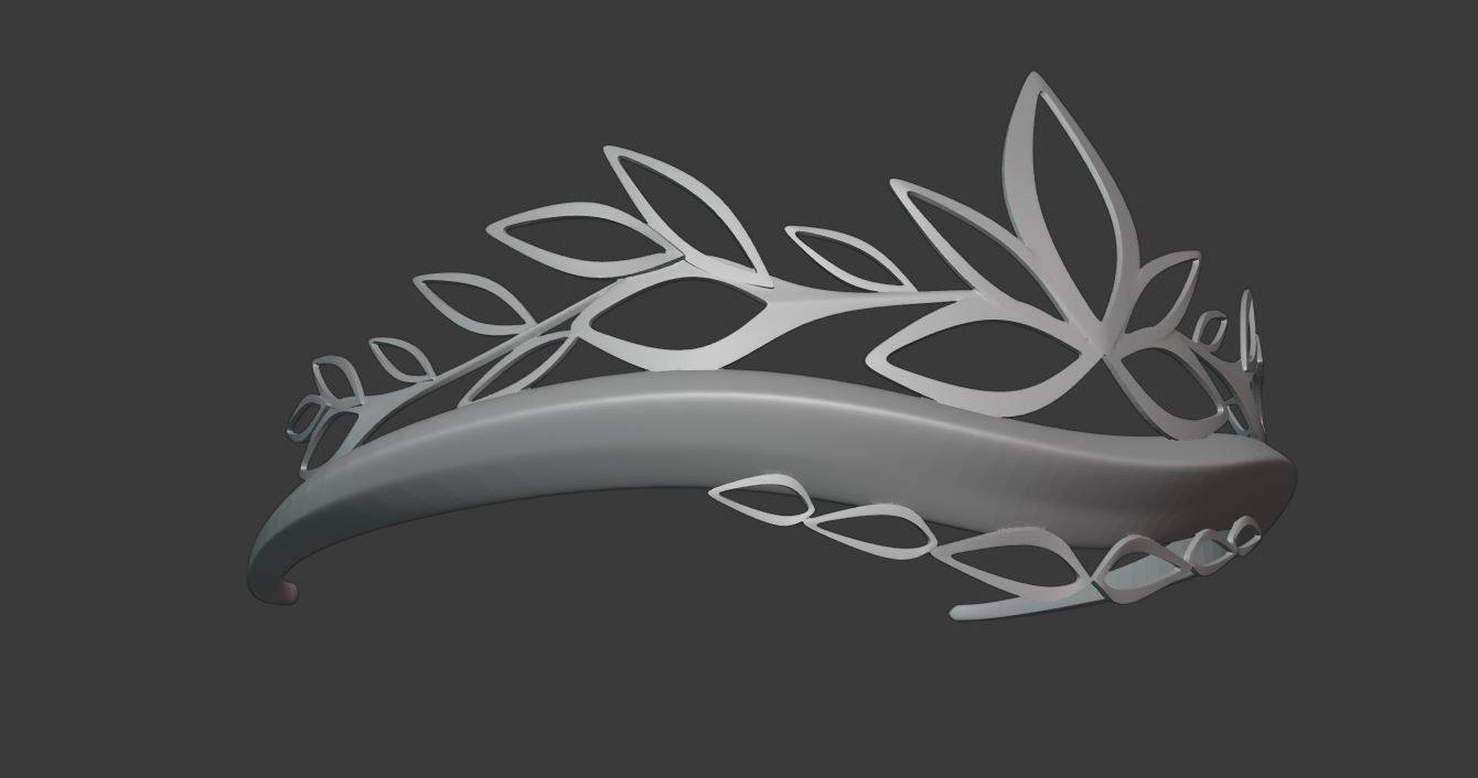 Crown tiara with leaves 3D print model_2