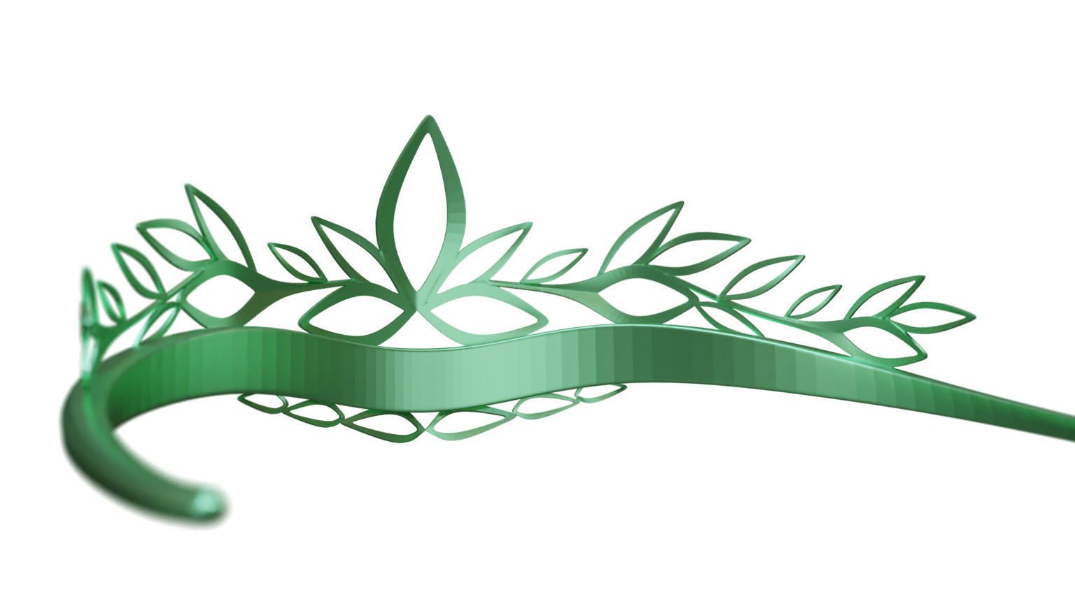 Crown tiara with leaves 3D print model_7
