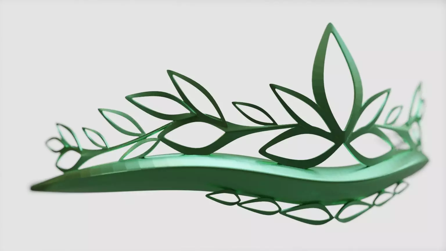 Crown tiara with leaves 3D print model_0