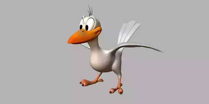 cartoon bird 3d rigged model