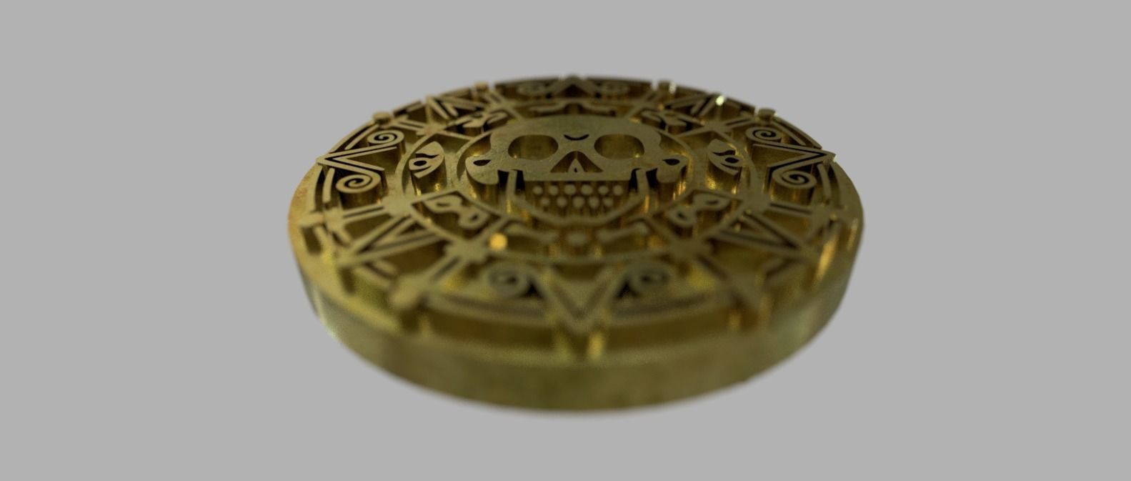 Pirates of the Caribbean Cursed gold coin Low-poly 3D model_2