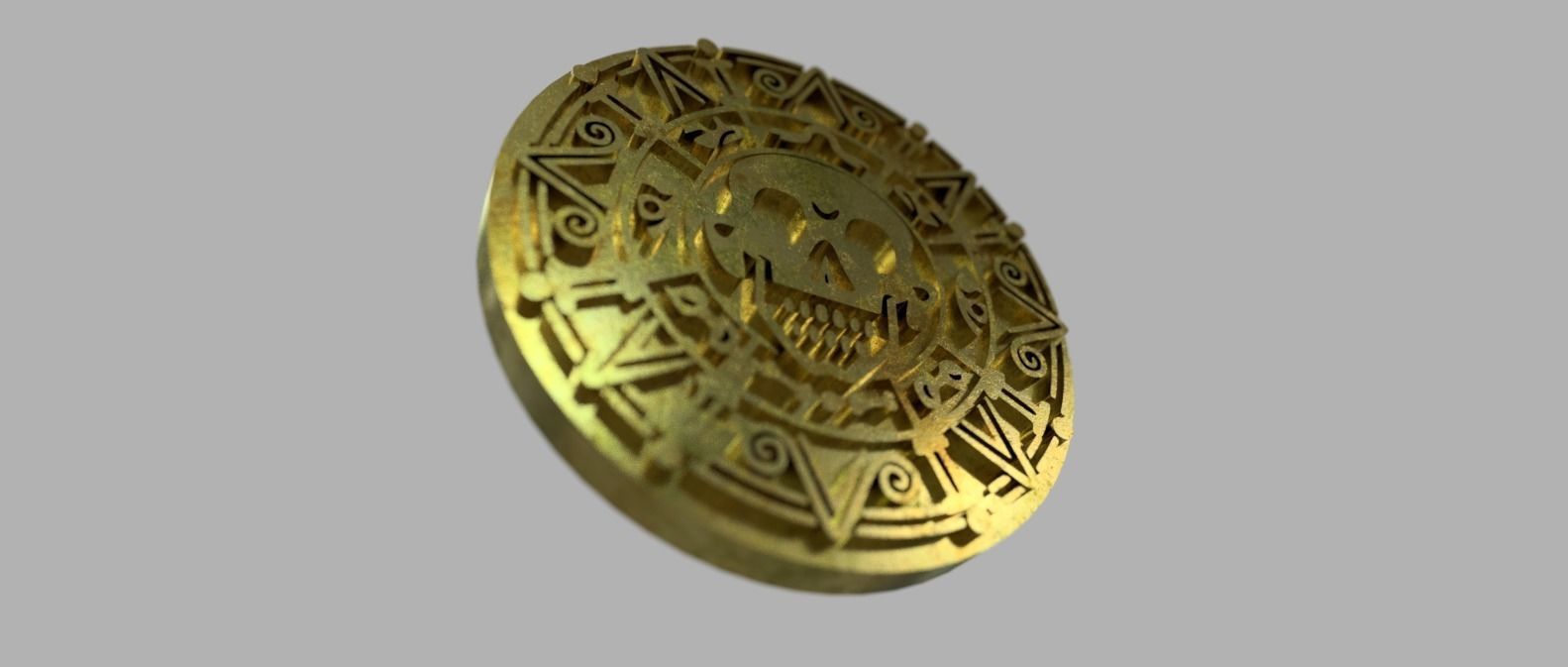 Pirates of the Caribbean Cursed gold coin Low-poly 3D model_3