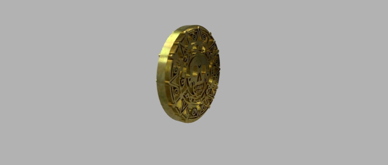 Pirates of the Caribbean Cursed gold coin Low-poly 3D model_1
