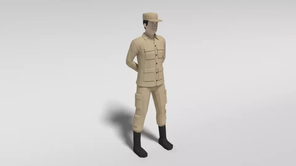 Low Poly Cartoon Soldier Low-poly 3D model