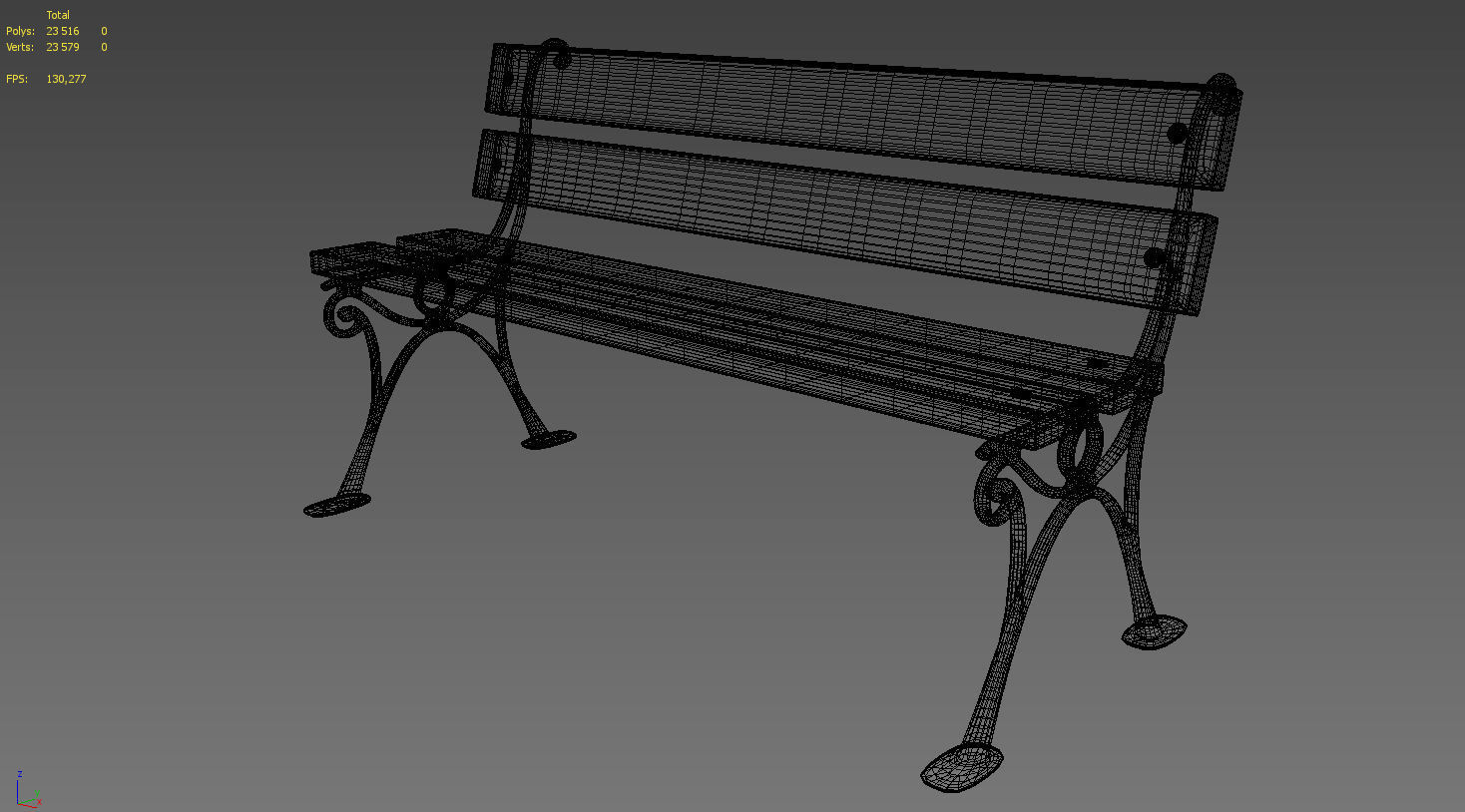 Garden bench Baster 3D model_3