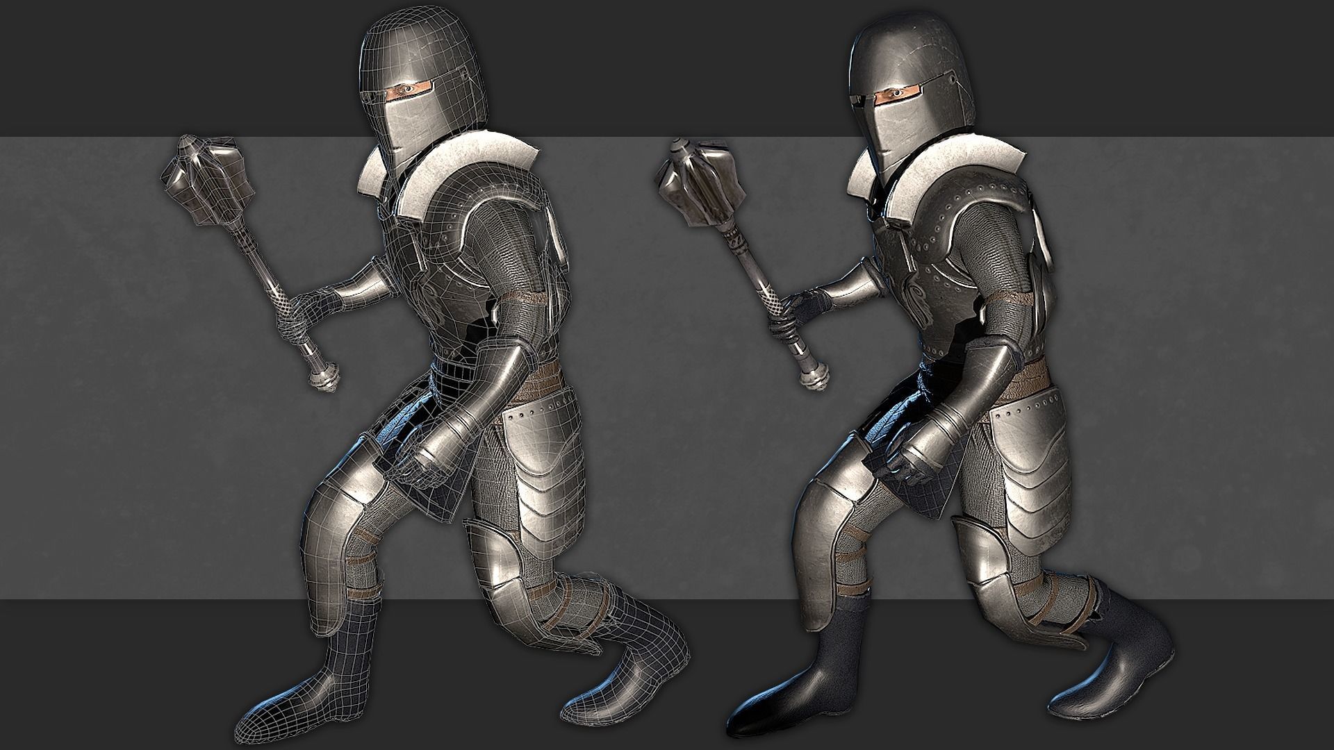 Medieval Fantasy Knights package Low-poly 3D model_8