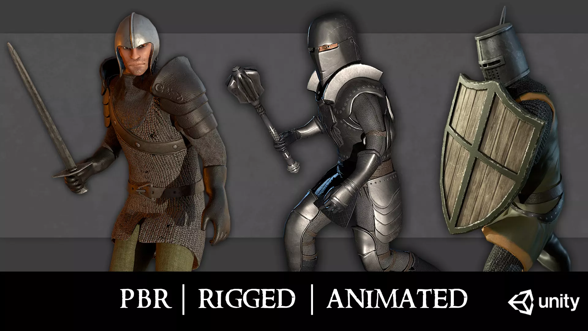 Medieval Fantasy Knights package Low-poly 3D model_0