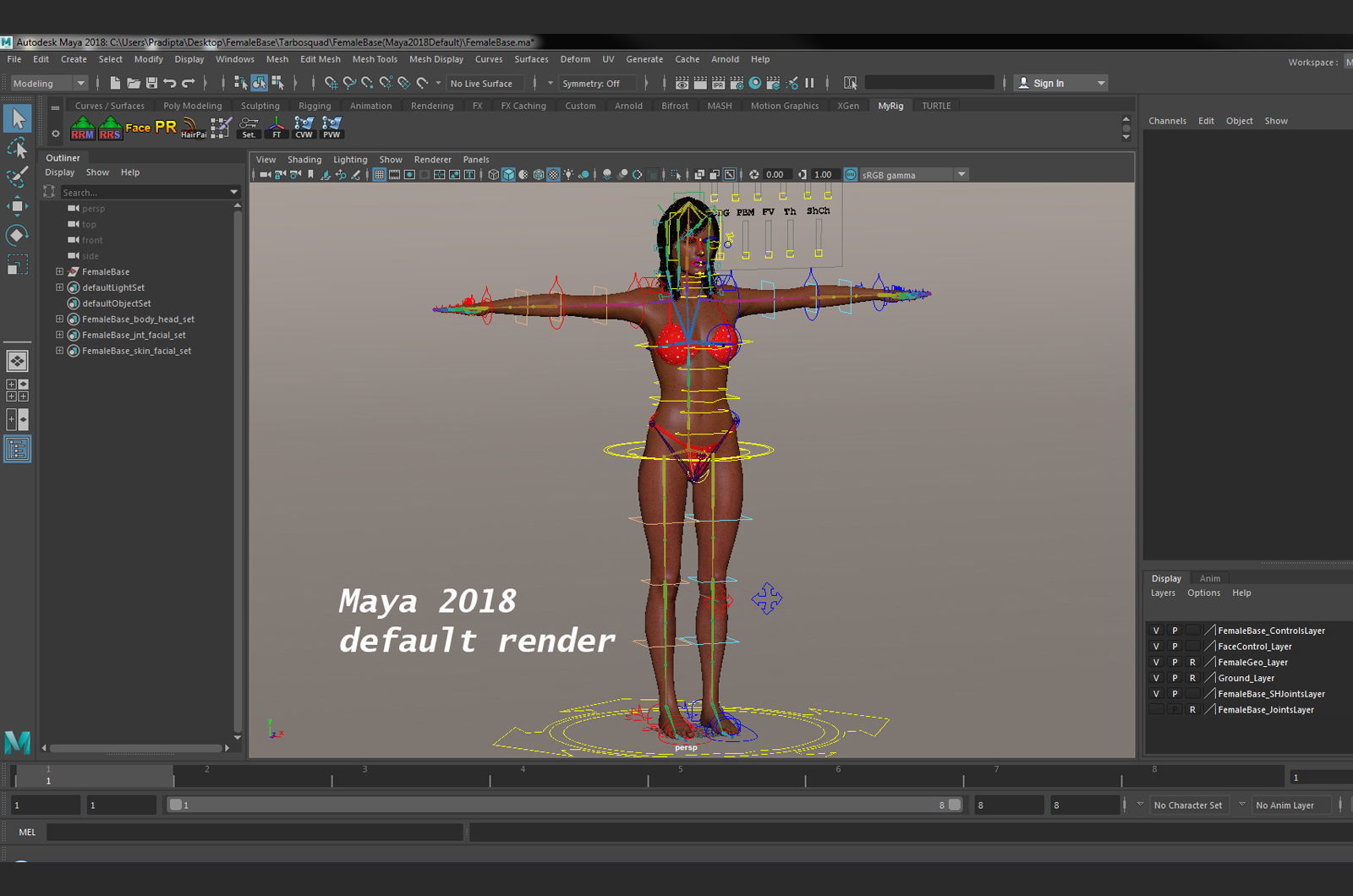 Female Base Maya 2018 Rig 3D model_34