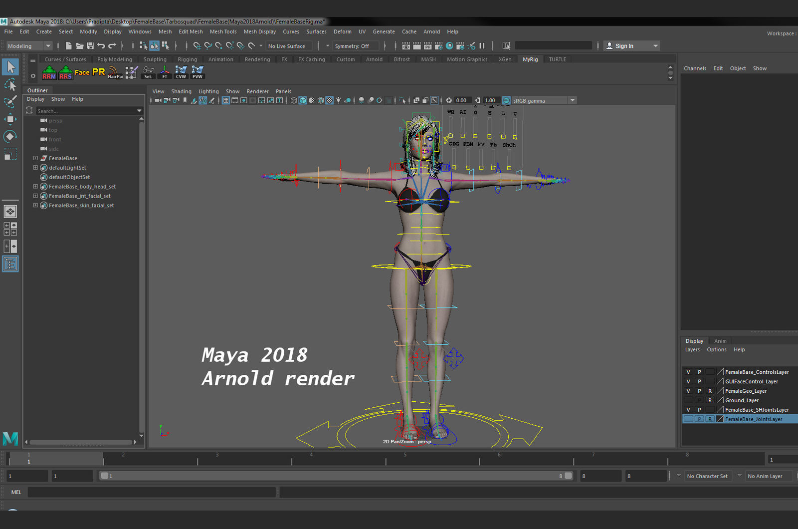 Female Base Maya 2018 Rig 3D model_33