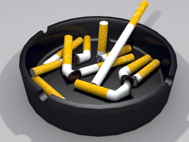 Ashtray and Cigarettes 3D model_2