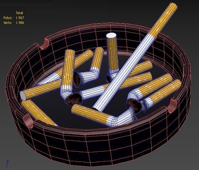 Ashtray and Cigarettes 3D model_3