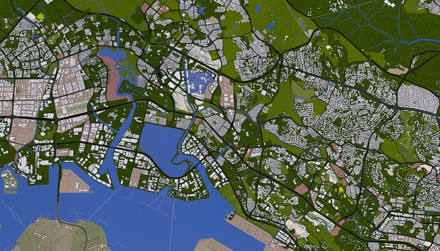 Singapore City Low-poly 3D model_12