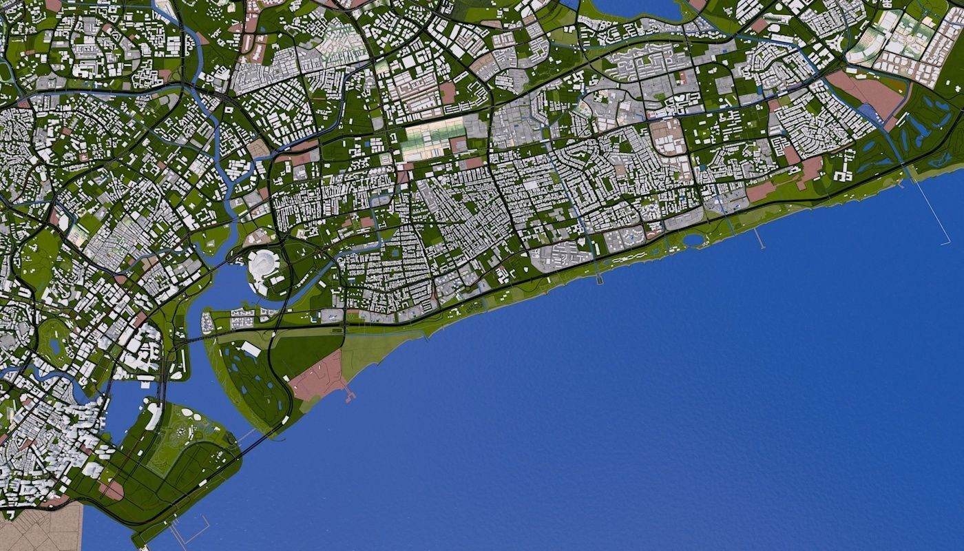 Singapore City Low-poly 3D model_13