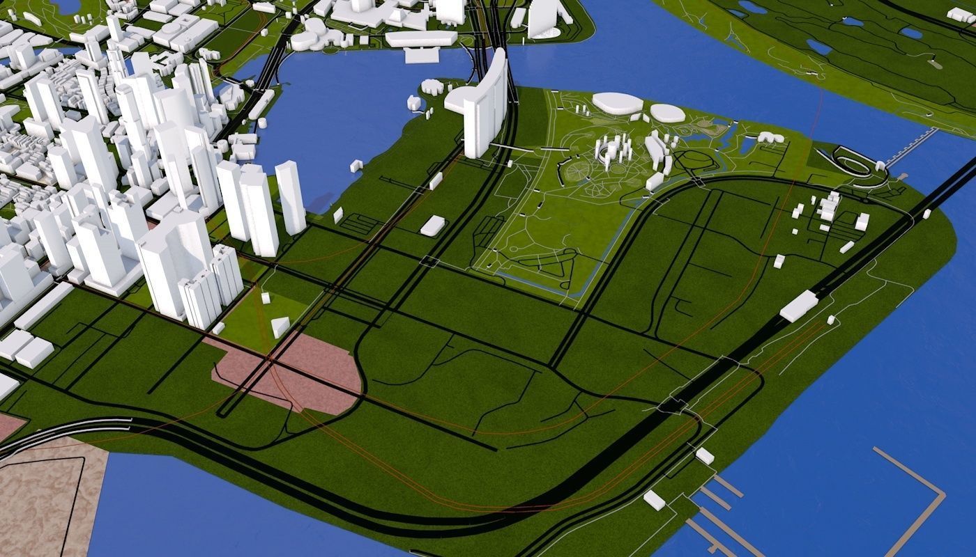 Singapore City Low-poly 3D model_33