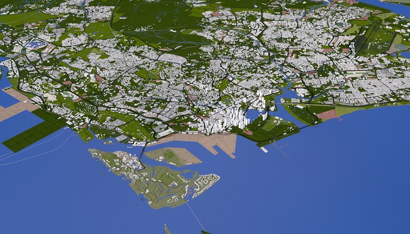 Singapore City Low-poly 3D model_63