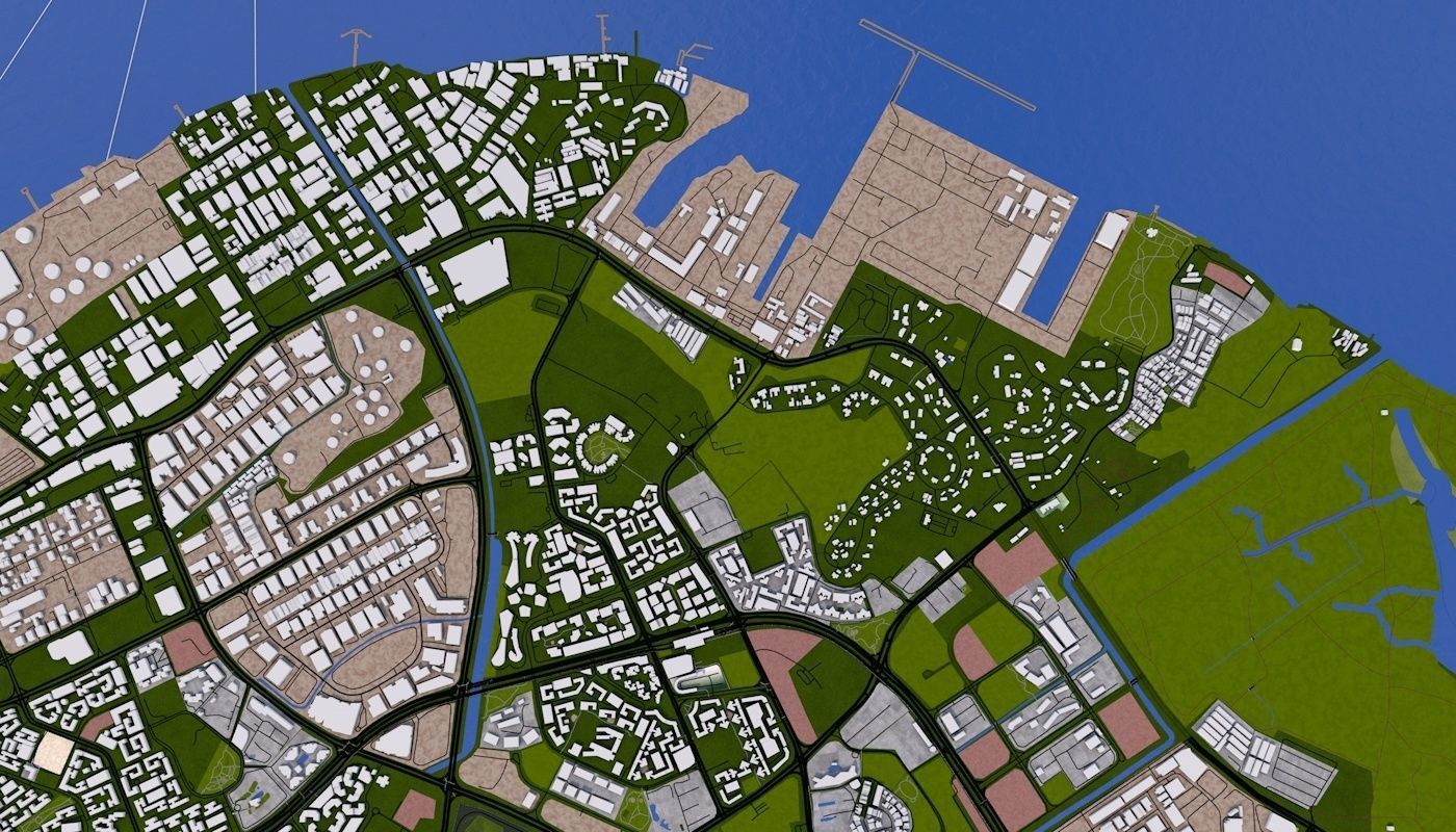 Singapore City Low-poly 3D model_8