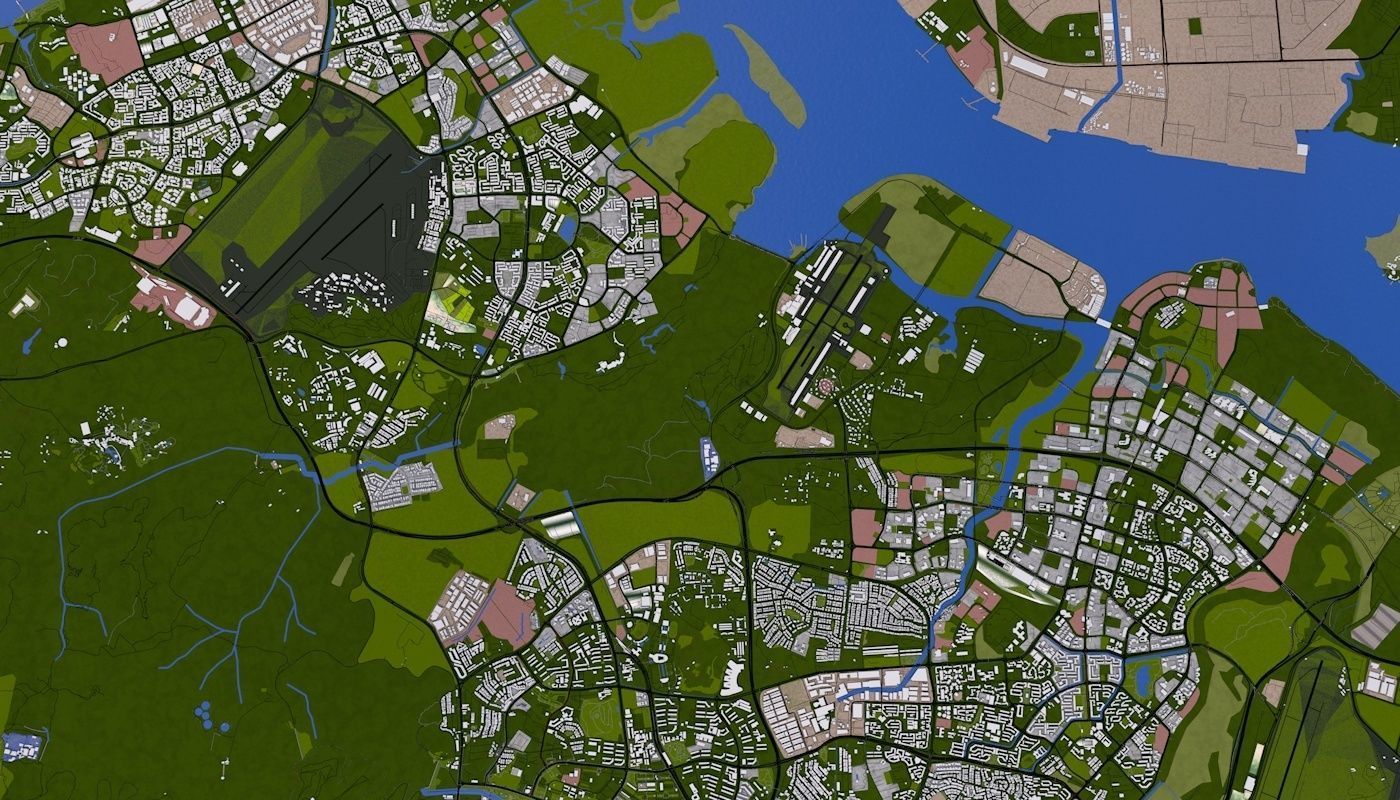 Singapore City Low-poly 3D model_10