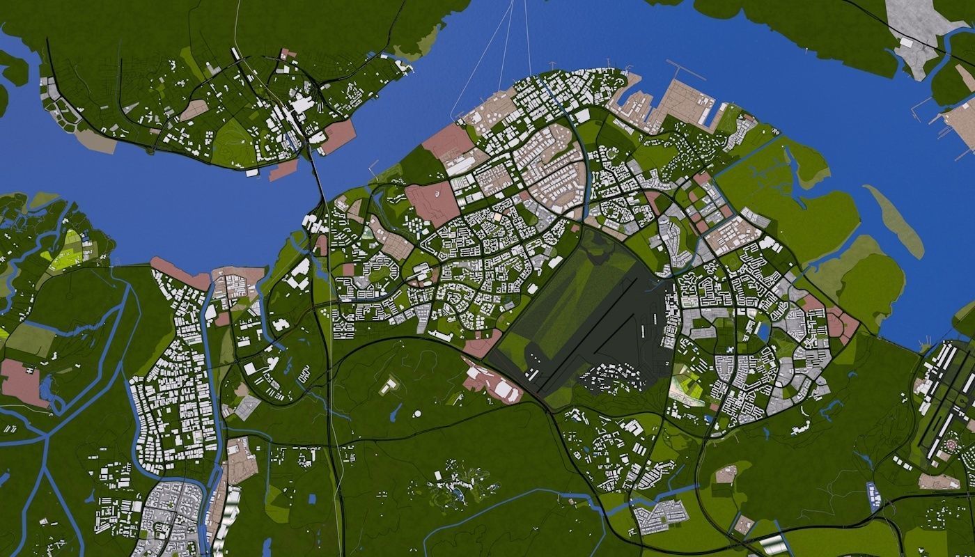 Singapore City Low-poly 3D model_9