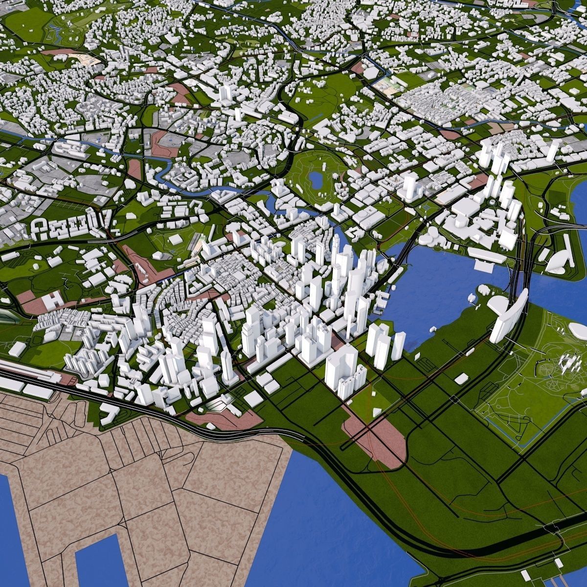 Singapore City Low-poly 3D model_46