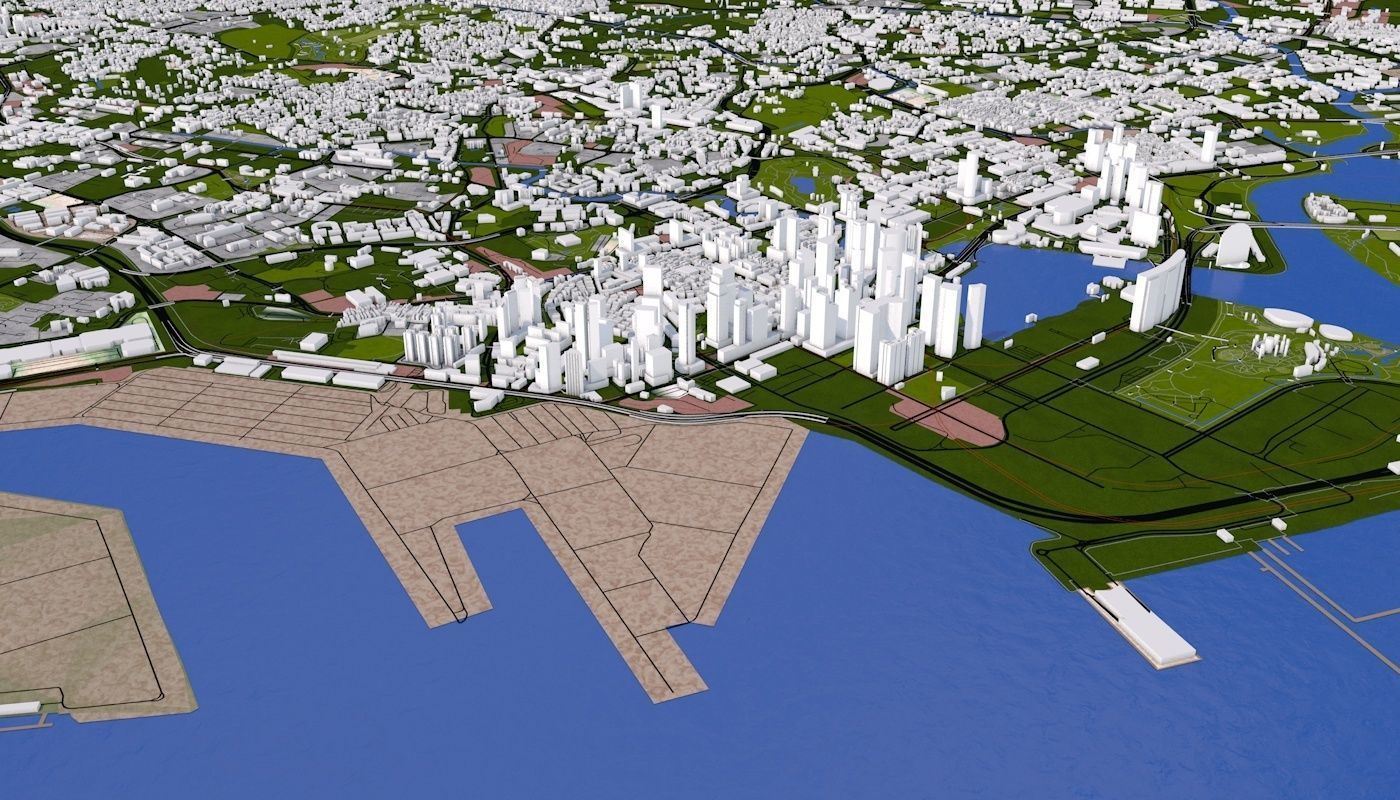 Singapore City Low-poly 3D model_1