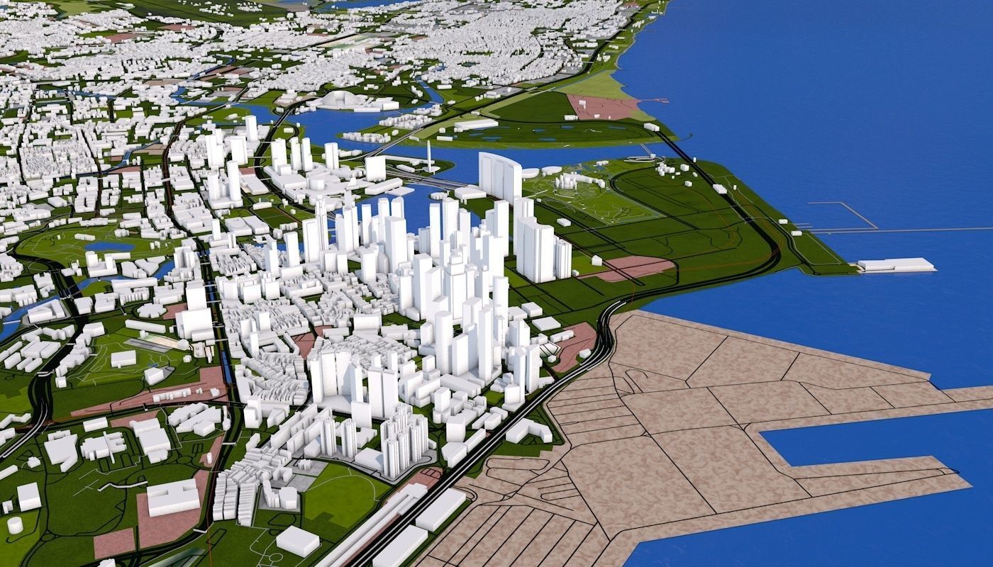 Singapore City Low-poly 3D model_3