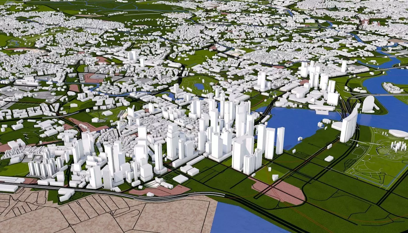 Singapore City Low-poly 3D model_0