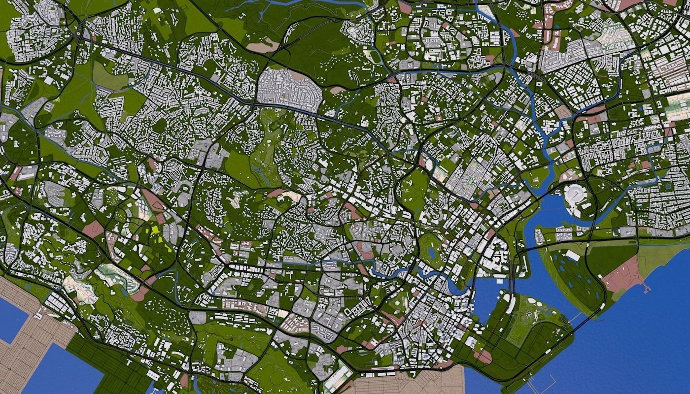 Singapore City Low-poly 3D model_11