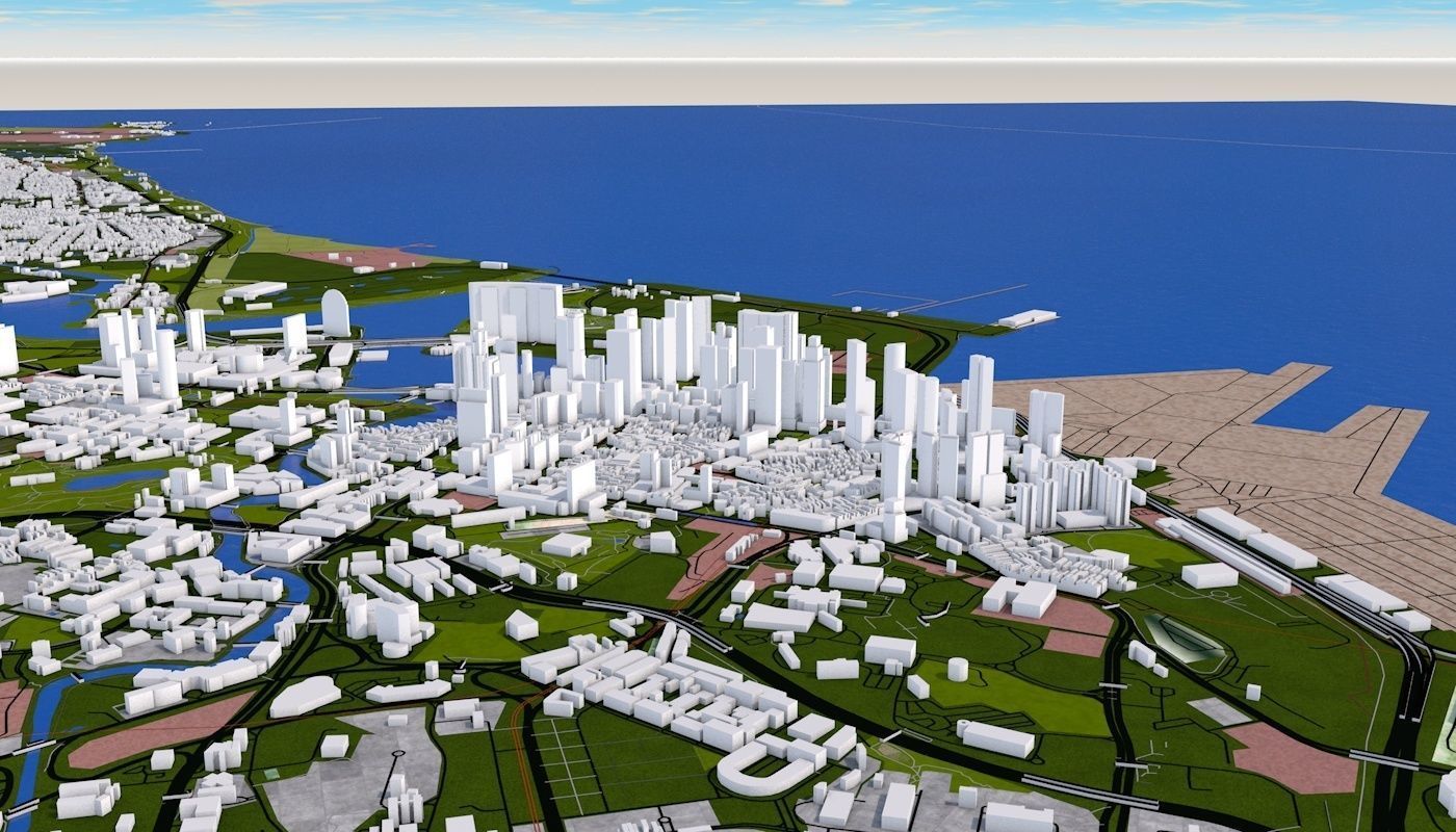 Singapore City Low-poly 3D model_4