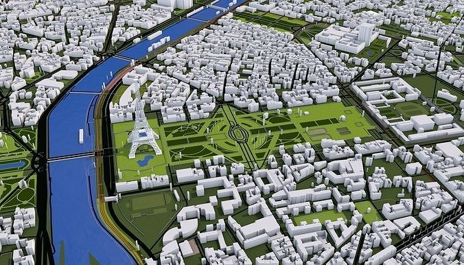 Paris City of France Low-poly 3D model
